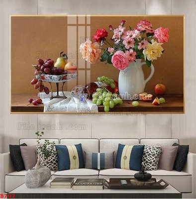 File in lụa File tranh bình hoa B707 (phong cảnh) File tranh bình hoa B707