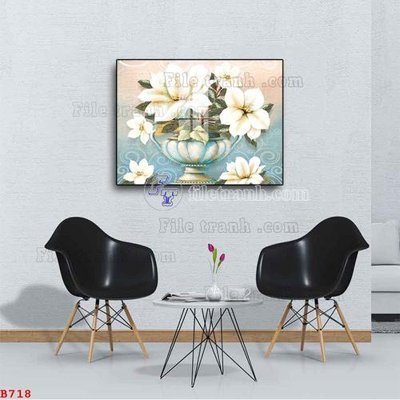 Tải file File tranh bình hoa B718 (PSD) cho in tranh 3D