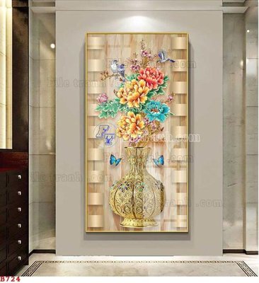 Tải file File tranh bình hoa B724 (gốc) chủ đề phong thủy