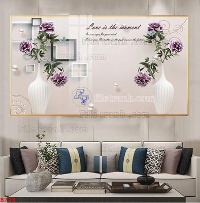 Download file gốc File tranh bình hoa B728 (in mica) 3D