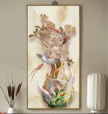 File in mica File tranh bình hoa B730 (bản gốc) siêu trong