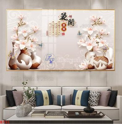 File PSD File tranh bình hoa B731 (bản gốc) chất lượng nhất