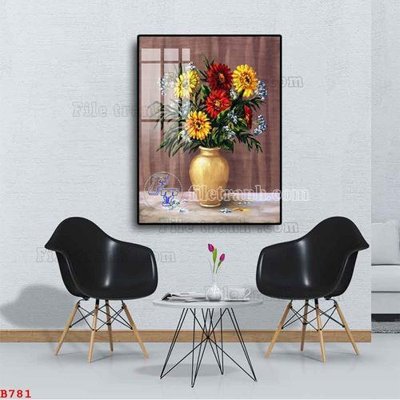 File gốc File tranh bình hoa B781 (in tráng gương) nghệ thuật