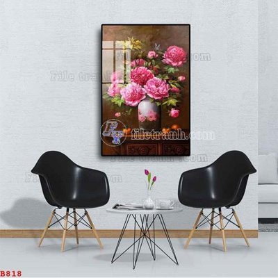 File in mica File tranh bình hoa B818 (bản gốc) sắc sảo