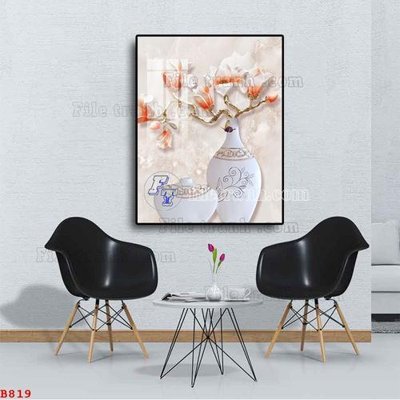 Download file gốc File tranh bình hoa B819 (in lụa) hoa lá