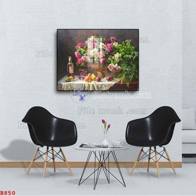 File gốc File tranh bình hoa B850 (in lụa) tranh thuận buồm