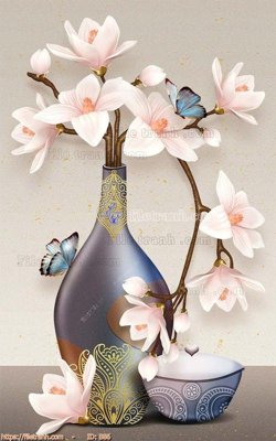 File tranh file gốc bình hoa B86 (gốc) chủ đề trẻ em