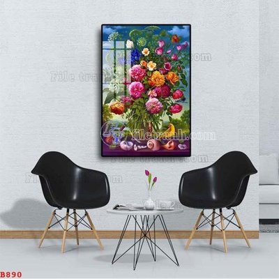 Tải file File tranh bình hoa B890 (ảnh gốc) in tranh kính