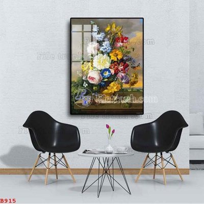 File PSD in ấn File tranh bình hoa B915 (chất lượng cao)