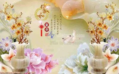 File tranh file gốc bình hoa B94 (bản gốc) treo phòng ăn