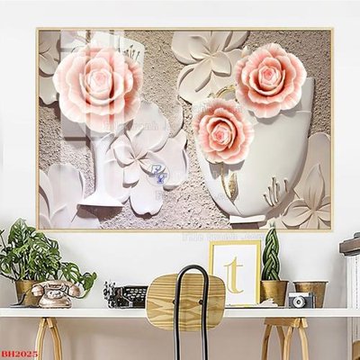 Ảnh gốc File tranh bình hoa B2025 (độ nét cao) in mica