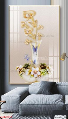 File in trần File tranh bình hoa B2031 (bản gốc) mây trời