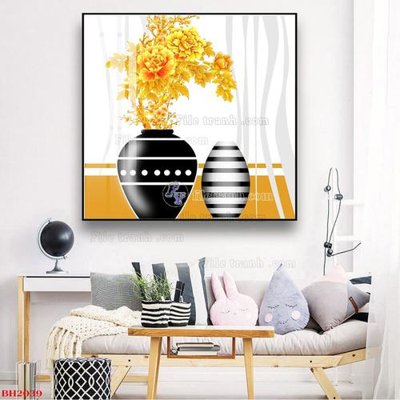 Hình ảnh file gốc in lụa File tranh bình hoa B2039