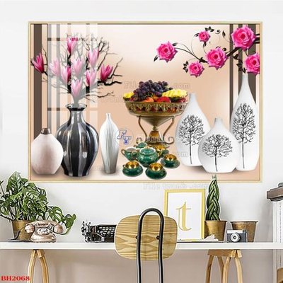 File ảnh gốc File tranh bình hoa B2068 (chuyên in mica)