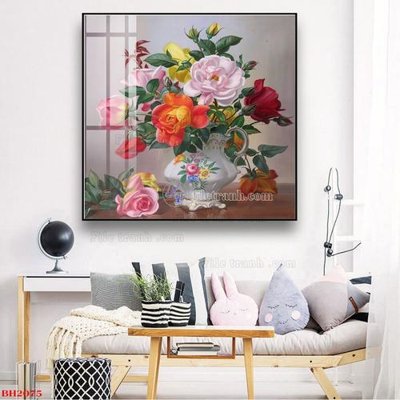 File gốc File tranh bình hoa B2075 (in mica) trang trí