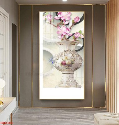 File in lụa File tranh bình hoa B2101 (tân cổ điển) File tranh bình hoa B2101