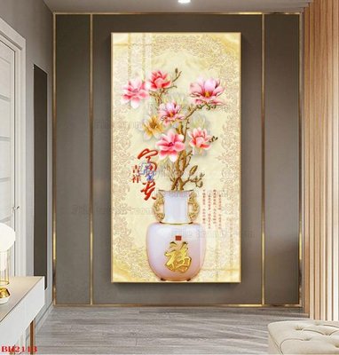 File gốc in tráng gương File tranh bình hoa B2113 chi tiết