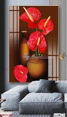File gốc File tranh bình hoa B2128 (in lụa) tranh phong thủy