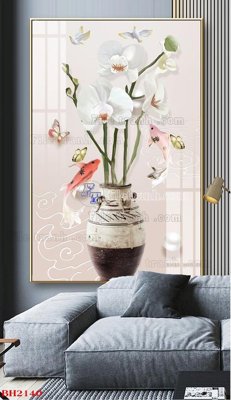 File tranh in trần 3D File tranh bình hoa B2140 (ảnh gốc)