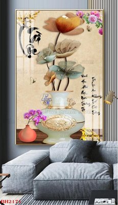 File in mica File tranh bình hoa B2171 (bản gốc) sắc sảo