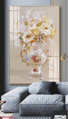 File in lụa File tranh bình hoa B2203 (phong cảnh) File tranh bình hoa B2203