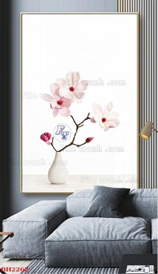 File gốc File tranh bình hoa B2262 (in lụa) chi tiết cao