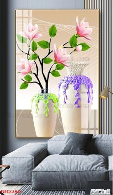 File in lụa File tranh bình hoa B2280 (tân cổ điển) File tranh bình hoa B2280