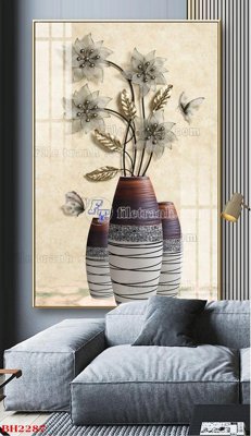 File tranh File tranh bình hoa B2287 (bản gốc) in lụa 5D