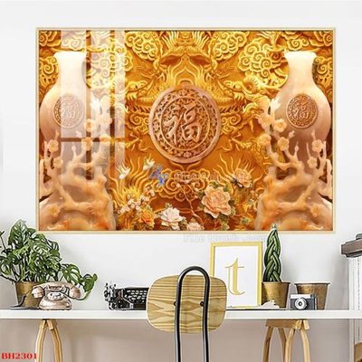 File gốc in mica File tranh bình hoa B2301 chất lượng