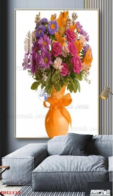 File in trần File tranh bình hoa B2333 (bản gốc) mây trời