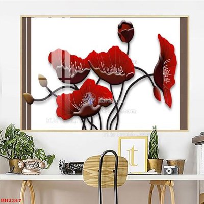 File in trần File tranh bình hoa B2347 (bản gốc) mây trời