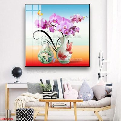 File tranh File tranh bình hoa B2358 (bản gốc) in lụa 5D