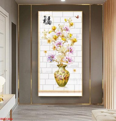 File in mica File tranh bình hoa B2364 (bản gốc) sắc sảo