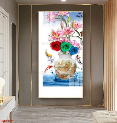 File tranh in mica File tranh bình hoa B2377 (độ phân giải cao)