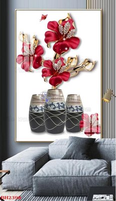 File ảnh File tranh bình hoa B2398 (gốc) in decal dán tường