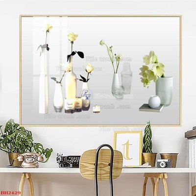 Chi tiết file tranh tráng gương File tranh bình hoa B2429 (ảnh gốc)