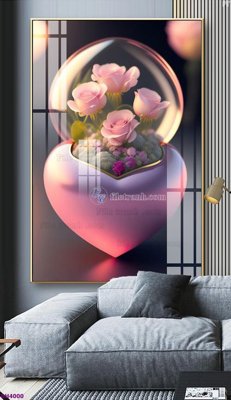 File tranh in tráng gương File tranh bình hoa 5D hoa đẹp BH4000 (siêu nét)