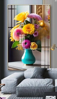 File tranh File tranh bình hoa 5D hoa đẹp BH4007 (ảnh gốc) không bị mờ