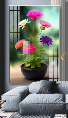 File gốc in mica File tranh bình hoa 5D hoa đẹp BH4014 chất lượng