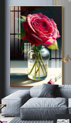 File gốc File tranh bình hoa 5D hoa đẹp BH4026 (in lụa) cao cấp