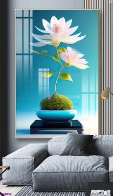 Hình ảnh file gốc in lụa File tranh bình hoa 5D hoa đẹp BH4032
