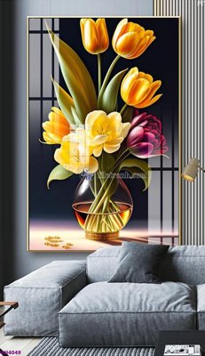 File gốc File tranh bình hoa 5D hoa đẹp BH4049 (chủ đề hiện đại) trang trí