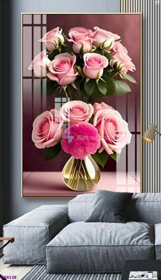 File gốc File tranh bình hoa 5D hoa đẹp BH4136 (phong cách) cổ điển