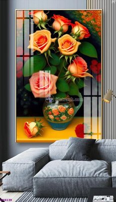 File tranh File tranh bình hoa 5D hoa đẹp BH4139 (gốc) in film