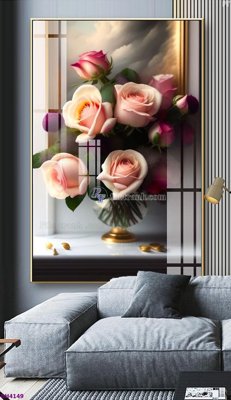 Download file gốc File tranh bình hoa 5D hoa đẹp BH4149 (in lụa) hoa lá