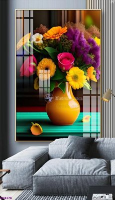 File gốc File tranh bình hoa 5D hoa đẹp BH4176 (in lụa) chi tiết cao