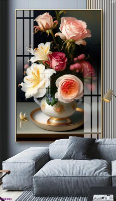 File gốc File tranh bình hoa 5D hoa đẹp BH4181 (dành cho trang trí nội thất)