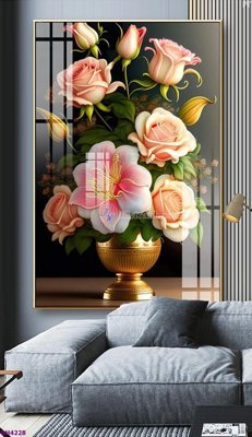 File tranh gốc File tranh bình hoa 5D hoa đẹp BH4228 (sắc nét từng chi tiết)