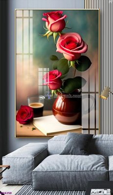 File tranh trang trí File tranh bình hoa 5D hoa đẹp BH4250 (file gốc)