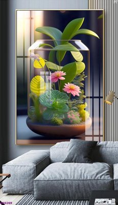 File gốc in tráng gương File tranh bình hoa 5D hoa đẹp BH4269 chi tiết